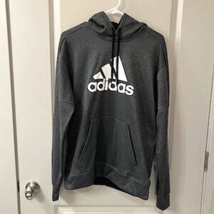 Adidas Logo Hoodie Sz M Charcoal Grey